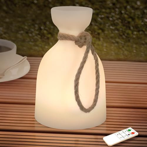 FUYO LED Outdoor Lampe Akku Tischlampe Dimmbar USB Aufladbar Tischleuchte Außen mit Fernbedienung 8 Farben RGB Lampe Wetterfest Gartenlampe für Camping Terrasse Garten Heimat Deko