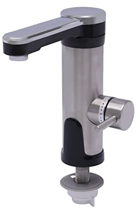Grifo eléctrico con calentador de agua | Grifo de calefacción eléctrico | 3300 W | Acero inoxidable 304 | Indicador LED de temperatura | Grifo de cocina | ducha de camping agua caliente