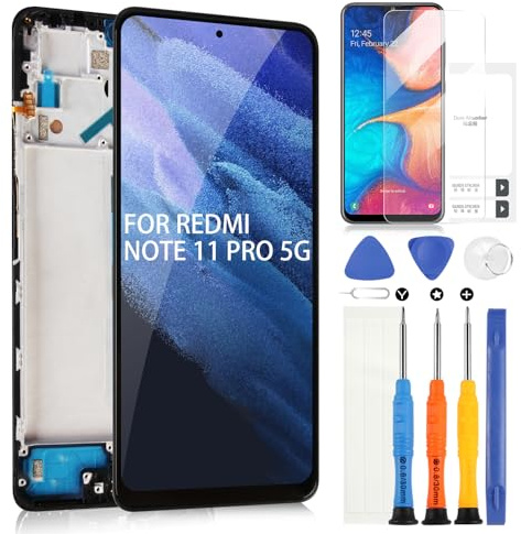 ARSSLY Pantalla LCD para Xiaomi Redmi Note 11 PRO 5G 6.67 Reemplazo de pantalla para Xiaomi Redmi Note 11 PRO táctil pantalla digitalizador Asamblea (negro con marco)