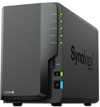 Synology DS224+ 24TB 2 Bay NAS Solution installed with 2 x 12TB HAT3300 Drives