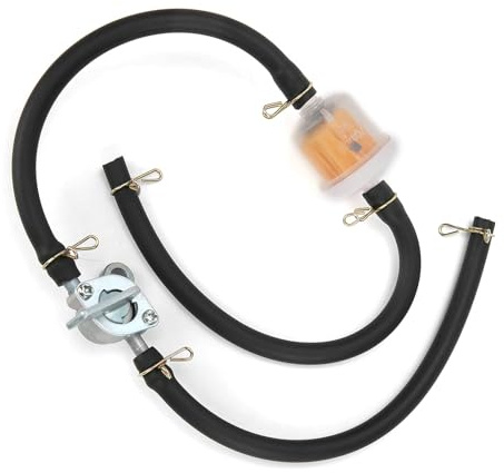 Gas Fuel Line Hose, 600mm/23.6in Inline Fuel Tank Tap Filter Pipe with Petcock Switch Shut Off Valve Universal Gasoline Filter Tubing Set for ATVs Chinese Scooter Mopeds