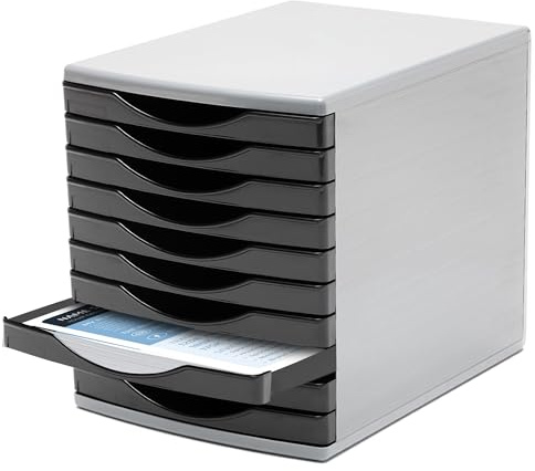 Deflecto Classic Black Desk Drawer Set featuring 10 x 30mm Drawers - A4 Storage