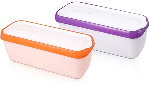 TOOSOAR 2 pièces Bacs à Glace avec Couvercle,Récipient à glace réutilisable de 1.5 L,pour Les Crèmes Glacées Fait-Maison,Sans BPA,Passe au lave-Vaisselle et au Congélateur