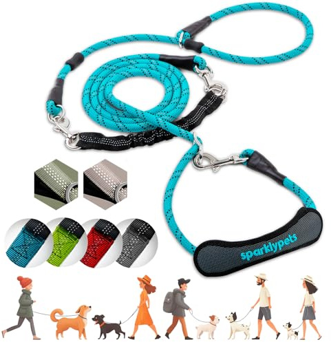SparklyPets - Bungee Rope Handsfree Leash for 1 Dog - Demovable Slip Lead - Waist or Hip Belt Leash for Dog Walking, Running, Carnicross - Medium & Large Breeds