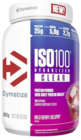 Dymatize ISO 100 Hydrolized Clear Wild Berry Lollipop 900g Whey Protein Pulver