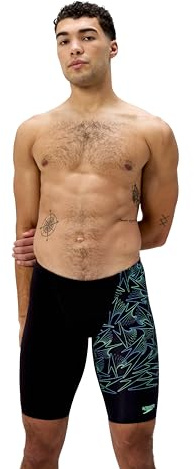 Speedo Hyperboom V-Cut Jamer, Svart/Alfalfa Grön, 28