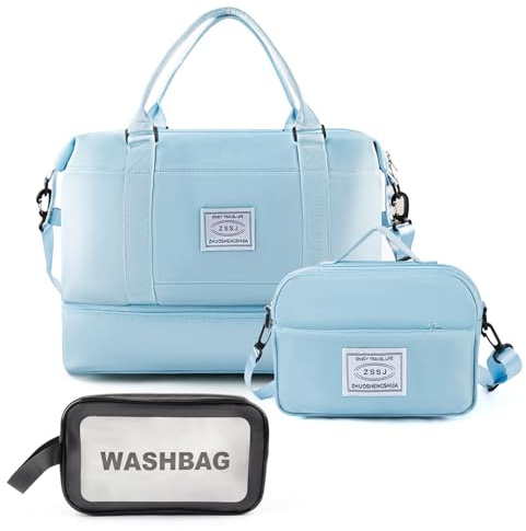 Bolsa de Fin de Semana para Mujer, de Viaje, Deporte, Noche y Gimnasio, Blue