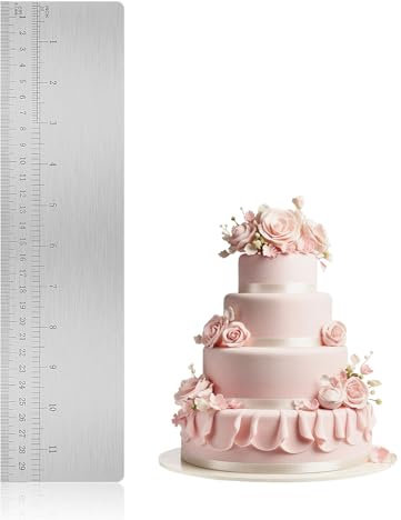 Tårtskrapare, metall smörkräm jämnare glasyr, tillbehör för bakning, 30 cm kant med skala, rostfritt stål spatel dekorationsverktyg för kräm, kanter för mätning, dubbelsidiga bakverksverktyg