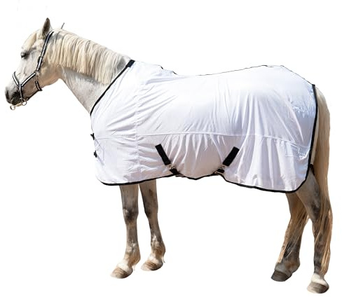 TARFEPA Horse Fly Sheet Lining Horse Sheets, Bug Mosquito FlySheet for Stable, Pasture, Barn - Standard Neck - White 78
