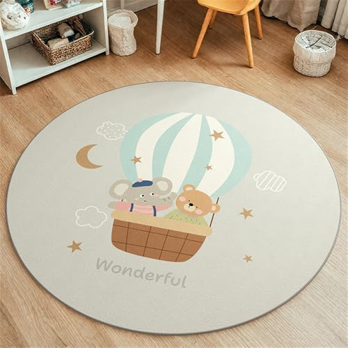 YATOLA Alfombras Salón Alfombra Habitación Lavables para Dormitorio Blanco Antideslizante de Cama Infantil Peluche Fácil Cuidar Rug Alfombra de Juegos Lavable Conejo Oso Estrella (Gris, 120cm)