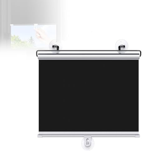 Customizable Roller Shade 100% Blackout Roller Blinds Black Window Cover with Suction Cups Waterproof, Thermal Insulated, UV Protection for Bathroom, Shower, Balcony, Home, Office(24X28IN)