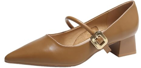 Damen Mary Jane Pumps Retro mit Quadratischer Spitze Mittlerer Blockabsatz und Knöchelriemen für Daily Commute Büro und Formelle Anlässe