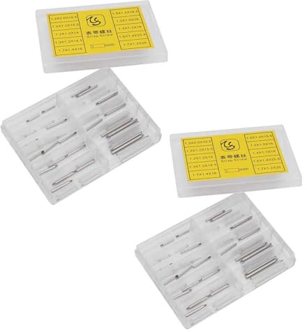 Generic 2 Boîtes de Vis de Sangle, Ensemble de Broches de Liaison de Bracelet de Montre, Ensemble d'escargot de Sangle, Kit de Remplacement de Broches de Vis de Cosse de Montre pour Horloger, 10