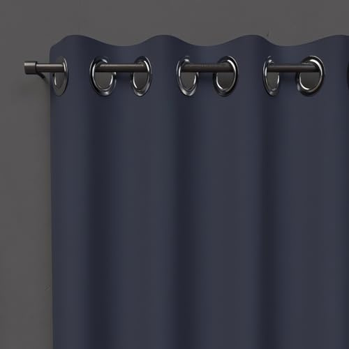 Soleil d'ocre, oscurante Alix Tenda con occhielli blu blu navy, poliestere, 135x180 cm