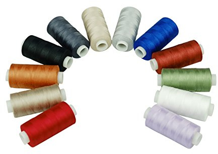 Simthread Hilo de coser de algodón para máquina de coser doméstica, 12 colores básicos, 550 yardas/carrete