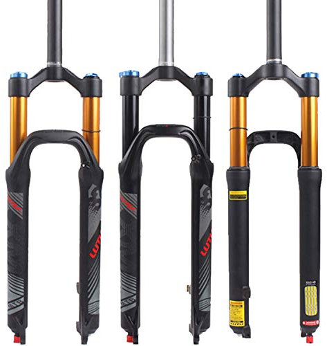 BUCKLOS LUTU 26/27.5/29 Air MTB Federgabel, Rückprallverstellung, gerades Rohr, 28.6 mm, QR 9 mm, Reise 120 mm, manuelle,Kronensperre, ultraleichtes Gasschock-XC-Fahrrad (schwarz, 26)