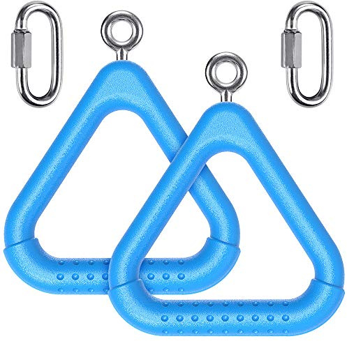 Dolibest Gym Ring Trapeze Swing Monkey Bar Hand Grip Obstacle Course Set | Gymnastic Olympic Pullup,Swing Set Slackline Ninja-Line Zipline Climbing Frame,Obstacle Course Training,Kid Teen,Carabiner