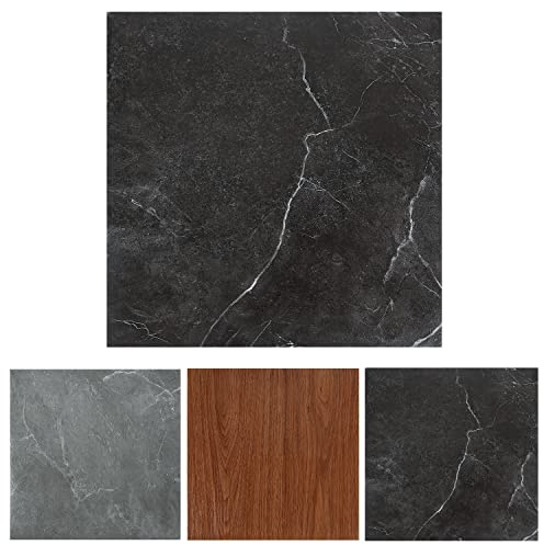 Gimisgu PVC-golvbeläggning, 30 x 30 cm, 77 plattor, 7 m², vinylgolv, självhäftande, halkfritt, vattentätt, skärbart, kakelmönstrade golvplattor för vardagsrum och kök (svart marmor)