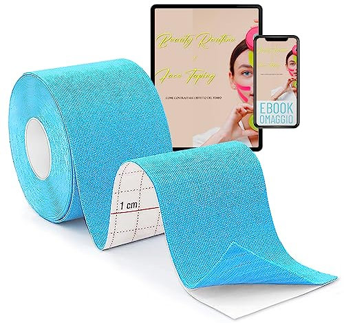 -Angel1- Nastro Kinesiologico Viso Rughe - 5cmX5m - Dona un Effetto Lifting- Ebook in regalo