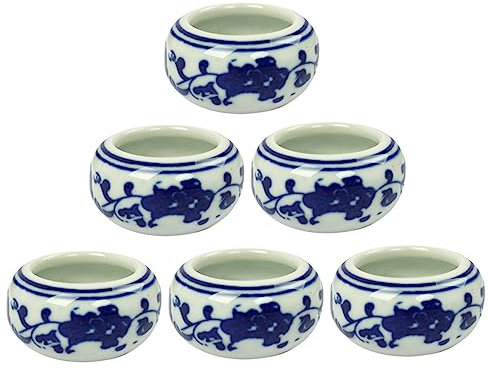 VILLCASE Keramik Tintenschale Tintenbehälter 6 Stück Blau Weiß Porzellan Multifunktional für Kalligraphie Malerei Wasserschale Pinselablage Schüler Klassenzimmer Büro Kunstatelier