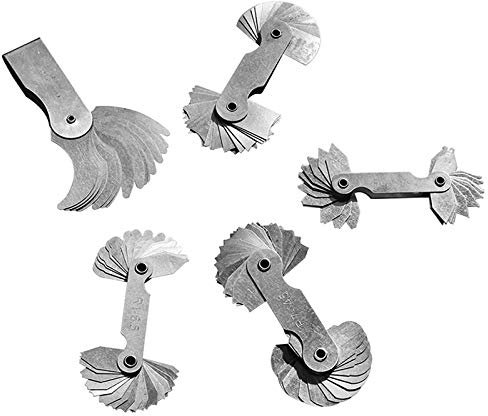 Qndanoan Stainless Steel Radius Gauge, Portable Concave Convex External Internal Arc Measuring Tool Radius Fillet Gauge Set(5Pcs)
