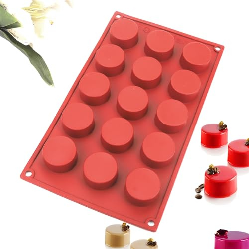 4cm 6cm Diameter Straight Wall Short Round Column Silicone Dessert Cake Mold French Pastry Mousse Moulds Ice Cube DIY Bakery (4cm Diameter 15 Cavities Silicone Dessert Mold)