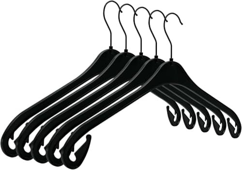 RSR Hangers Kleiderbügel NA 43 aus Kunststoff 50 Stück - Schwarzer Haken - Black Edition - 360° drehbarer Haken - Hemdenbügel - Blusenbügel - Jackenbügel - schwarz - schneller Versand