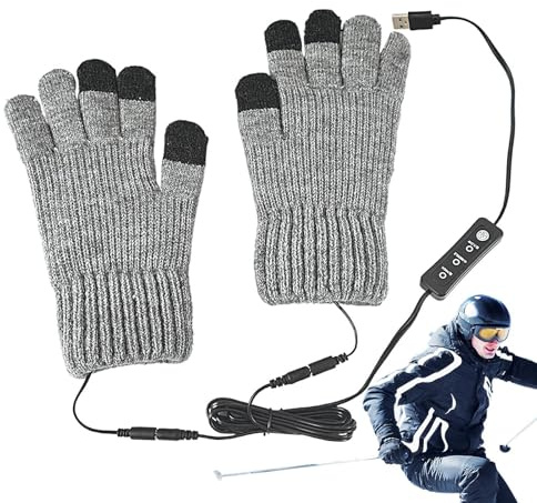 USB-uppvärmda handskar, elektriska stickhandskar med USB-värmare, termiska handskar för skrivning, 3 temperaturinställningar termiska vinterhandskar för kallt väder för körning, vandring