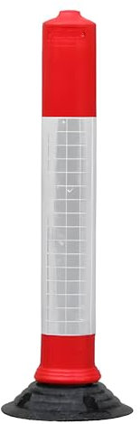 750mm Flexible Traffic Post Bollard Heavy Duty Self Weighted Reflective Cone For Outdoor Road Safety, Car Parks, Driveways, Highways (Post + Base)