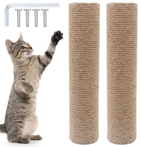 2 pièces de remplacement pour arbre à chat, griffoir pour chat de 40 cm de long, arbre à chat en sisal naturel, colonne à griffer avec vis M8, pièces de rechange pour arbre à chat pour la rénovation