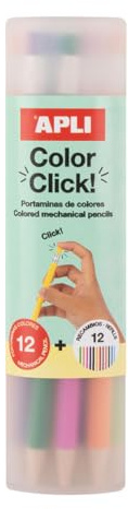 Apli 20080 - Porte-mines de couleurs Color Click avec taille-crayon et 12 mines de rechange incluses