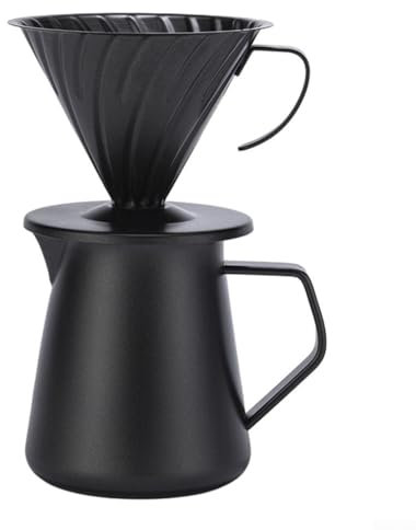 Cafetera con filtro de acero inoxidable para 600 ml para verter sobre la preparación en casa (negro)