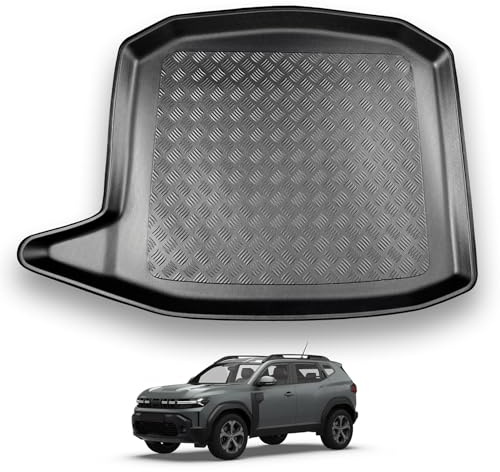 NOMAD Dacia Duster (2024+) Boot Liner [Non-Adjustable Boot Floor] Tailored Fit Car Floor Mat Protector Non Slip Waterproof Raised Edges Compatible Custom Fit Accessory Black Dog & Pet Friendly