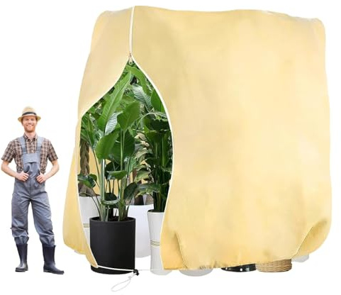 SUCANY Funda para Plantas Invierno, Protección Invernal para Plantas, Resistencia Reutilizable Protector Plantas Invierno con Cremallera, para Palmeras, Olivo Beige (120 X 180CM)