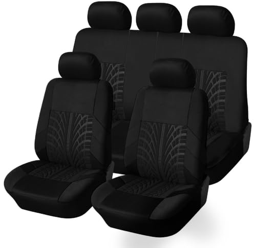 YUEDAM Auto Set Completo di Coprisedili per Fiat Panda Hybrid City Cross, Traspirante 5 Posti Auto Copri Sedili Antiscivolo Confortevole Protezione Accessori,A/Black