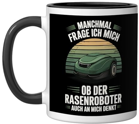 Robot lawn mower Robot mower Ceramic Mug, Black/White