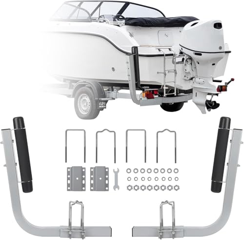 Postes Guía Ajustables Para Remolque De Barco - 2 Piezas De Acero Galvanizado Resistente Con Protección De PVC, 109 Cm De Altura, Literas Laterales Inclinables Con Alfombra, Fácil De Cargar Para Esquí