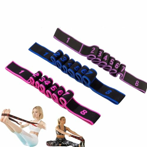 Fitness Resistance Bands with Handles, 2026 Upgrade Fitness Resistance Band for Stretching and Yoga, Fashion Puller Exercise, Adjustable Leg Stretcher Bands for Full Body Stretching Shaping