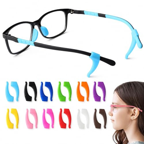 UMEGMBX 12 Pack Glasses Grips, Silicone Ear Hooks for Glasses, Anti Slip Eyeglass Ear Grips for Adults and Children, Sunglasses Holder for Eyewear