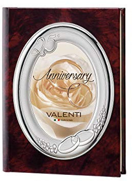 Valenti Argenti Album Porta Foto 25° Anniversario Nozze Argento Foto Copertina Ovale cm 13x18