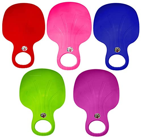 zhandouji 5 Stück Poporutscher Schnee Schlitten Rutscher Familie Set Kunststoff Schneeflitzer Schneerutscher Flexibel Tragbar Schneeschlitten Bob Rodel Schneeteller mit Handgriff