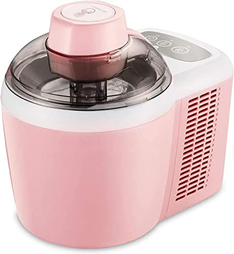 Thermoelectric Automatic Self Freezing Ice Cream Maker Machine Soft & Hard Serve 600ML Gelato Sorbet Frozen Yoghurt,Pink (Gray) (Pink)