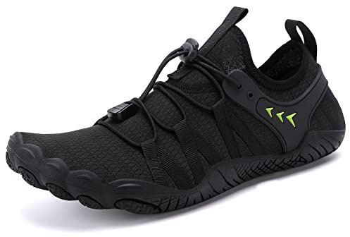 Vattenskor badskor, kvinnor, män, strandskor, snabbtorkande dräneringshål, strand, simskor, havsskor, surfskor, poolskor, unisex, barfotaskor för paddling, gym, 36–46 EU, Schwarz2, 44 EU