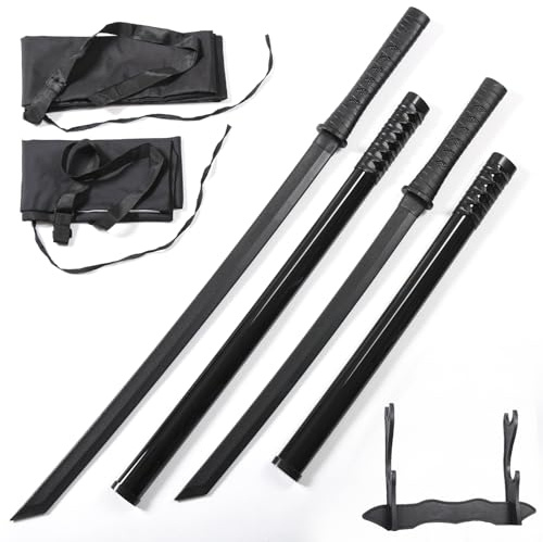RTCT Katana Sword Polypropylene Training Samurai Sword 2-Piece Set with Display Stand High Intensity Training Plastic Knife Japanese Sword Katana,Decoration, Safety, Cosplay