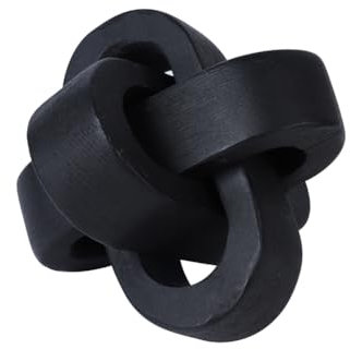 ChYoung Wood Knot Decor, 3-Link Wood Chain Link Coffee Table Decor, Small Shelf Decor Accents, Hand Carved Boho Bead Modern Wooden Knot Decorative Chain for Living Room Bedroom Farmhouse Shelf Decor