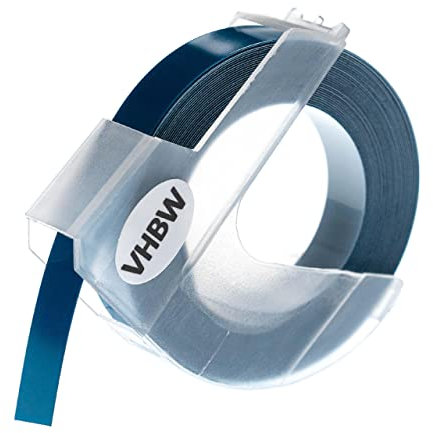 vhbw 3D Prägeband-Schriftband-Kassette Ersatz für Dymo S0898240, 0898240, 520101 für Etiketten-Drucker 3m x 9mm Weiß auf Dunkelblau