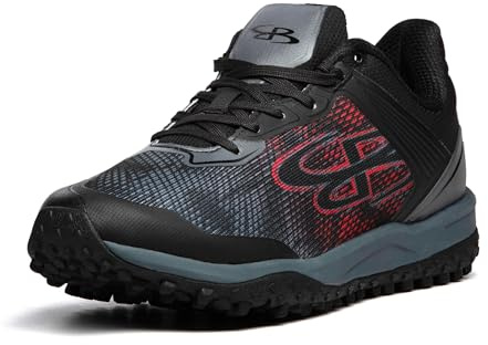 Boombah Viper Men's Shadow Turf Black/Charcoal/Red - Size 9.5