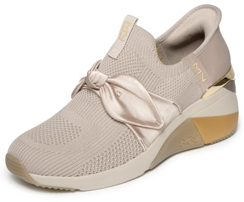 Skechers Women's A Wedge-Enzie Hands Free Slip-ins Sneaker, Taupe, 5.5 UK