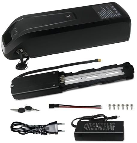 UBETTER 36V 20Ah Ebike Akku Elektro-Fahrrad Batterie mit 30A BMS, 2A Schnell-Ladegerät, USB Ausgang, Sicheres Schloss, Led-Anzeigeleuchte, 5 Pin Grundplatte, für 0-1000W Motor