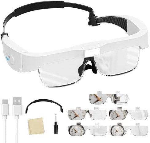 ARTDOT Lupe mit Licht als Diamond Painting Zubehör, Lupenbrille mit 3 LED & 5 Lesen für Brillenträger, Kopflupe für Modellbau Juweliere Bastel Lesen Detailarbeit